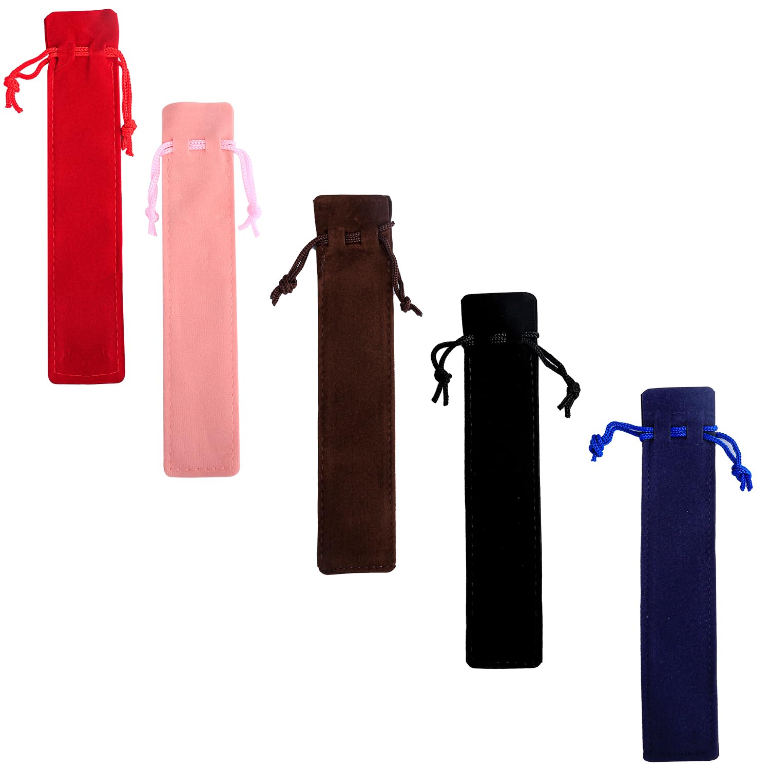 Thyonta Pen Case,25PCS Drawstring Pen Bag Portable Velvet Pen Pouch to Store Fountain Pen Pencil Ballpoint Pen(5 Colours)