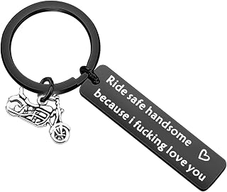 Biker Gift Ride Safe Keychain Ride Safe Handsome Because I Fucking Love You Motocycle Keychain Gift for Biker