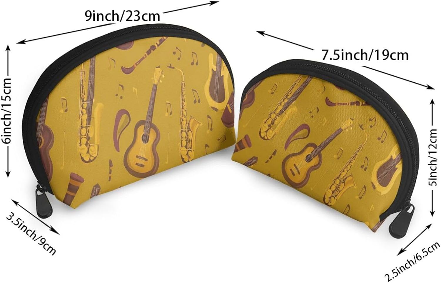 Retro Musical Instrument ﻿Portable Bags Clutch Pouch 2pcs Fashion Cosmetic Bag With Zipper image 2