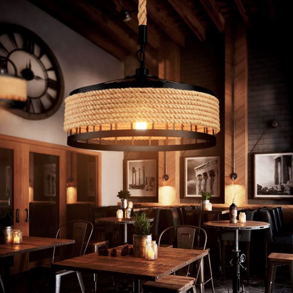 Lampe Suspendue Poulie Vintage Pendentif E27 Hauteur Réglable