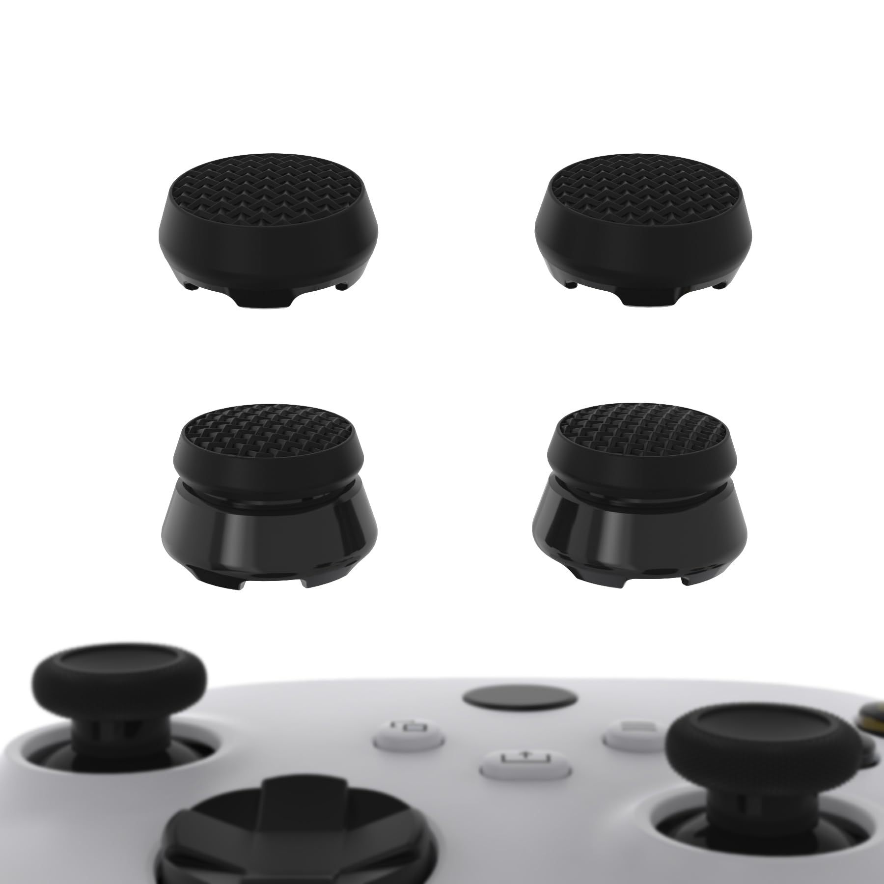 PlayVital 2 Alturas Tapas de Joystick para Xbox - Extensores de Pulgar para Xbox Core, Tapones de Thumbstick para Xbox One Mando, Antideslizante y Mejor Agarre (Thumbs Pro Armor-Negro)