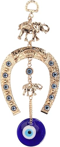 Adorno para colgar en la pared de zapato de caballo con elefante de buena suerte, regalo de protección para el hogar, ojo turco griego