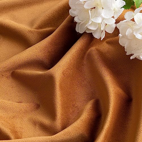 Image of MIULEE Gold Brown Velvet Pinch Pleat Blackout Curtains W52 X L84 Inches | 2 Panels,Luxury,Thermal Insulated,Super Soft,Rod Pocket,for Bedroom Living Room