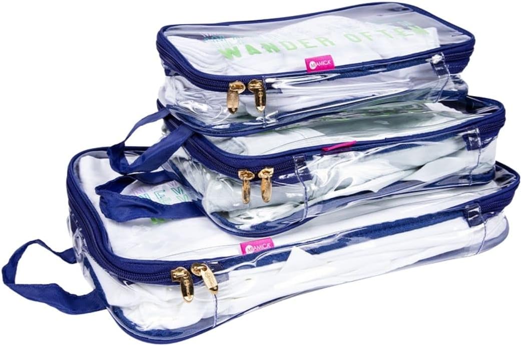 Miamica 3-Piece Packing Cubes, Blue Wander Clear Jamaica Ubuy