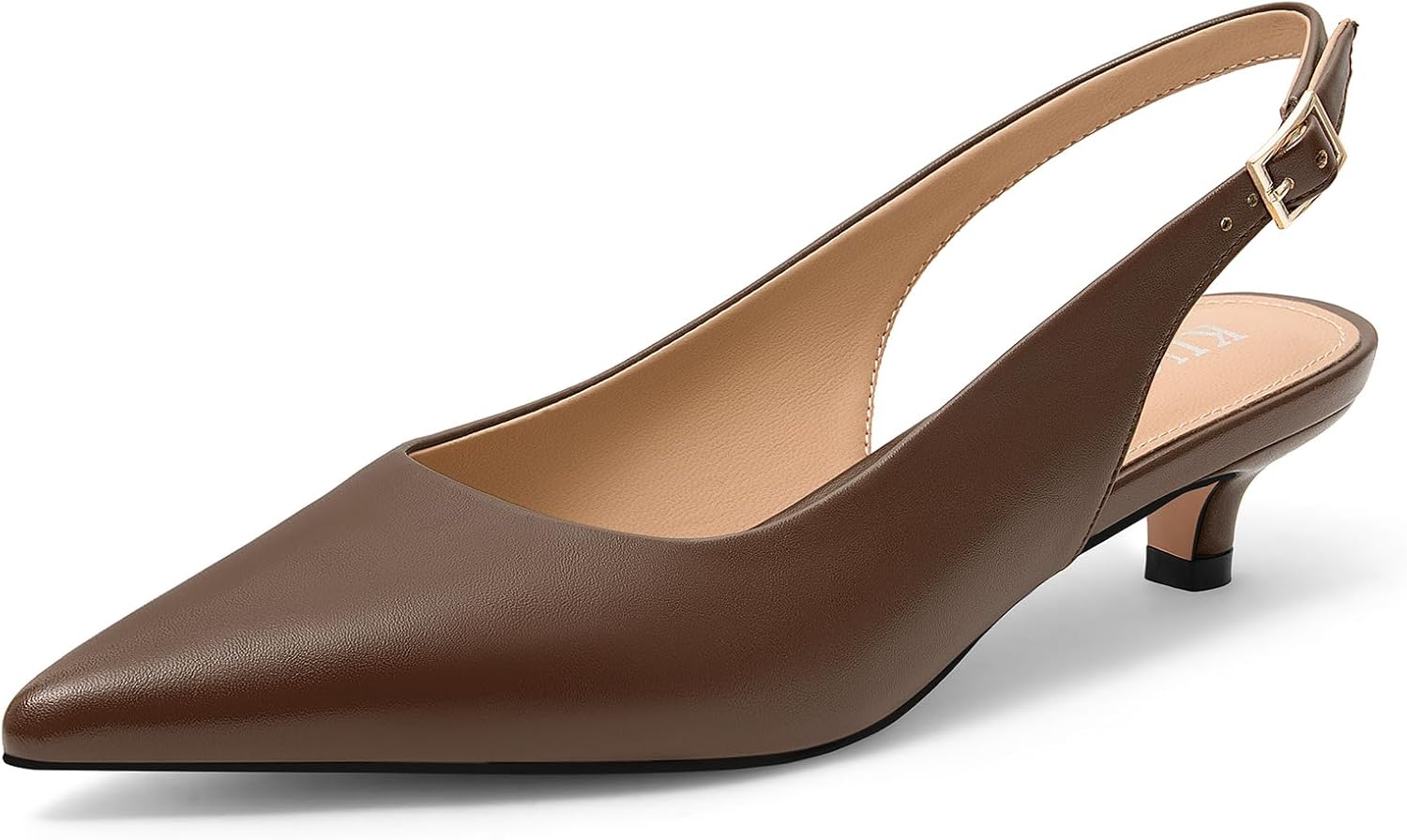 KUOARN Kitten Heels for Women Pointed Closed Toe 1.5 Inch Low Heels,Slingback Pumps Shoes for Wedding,Party,Daily Work