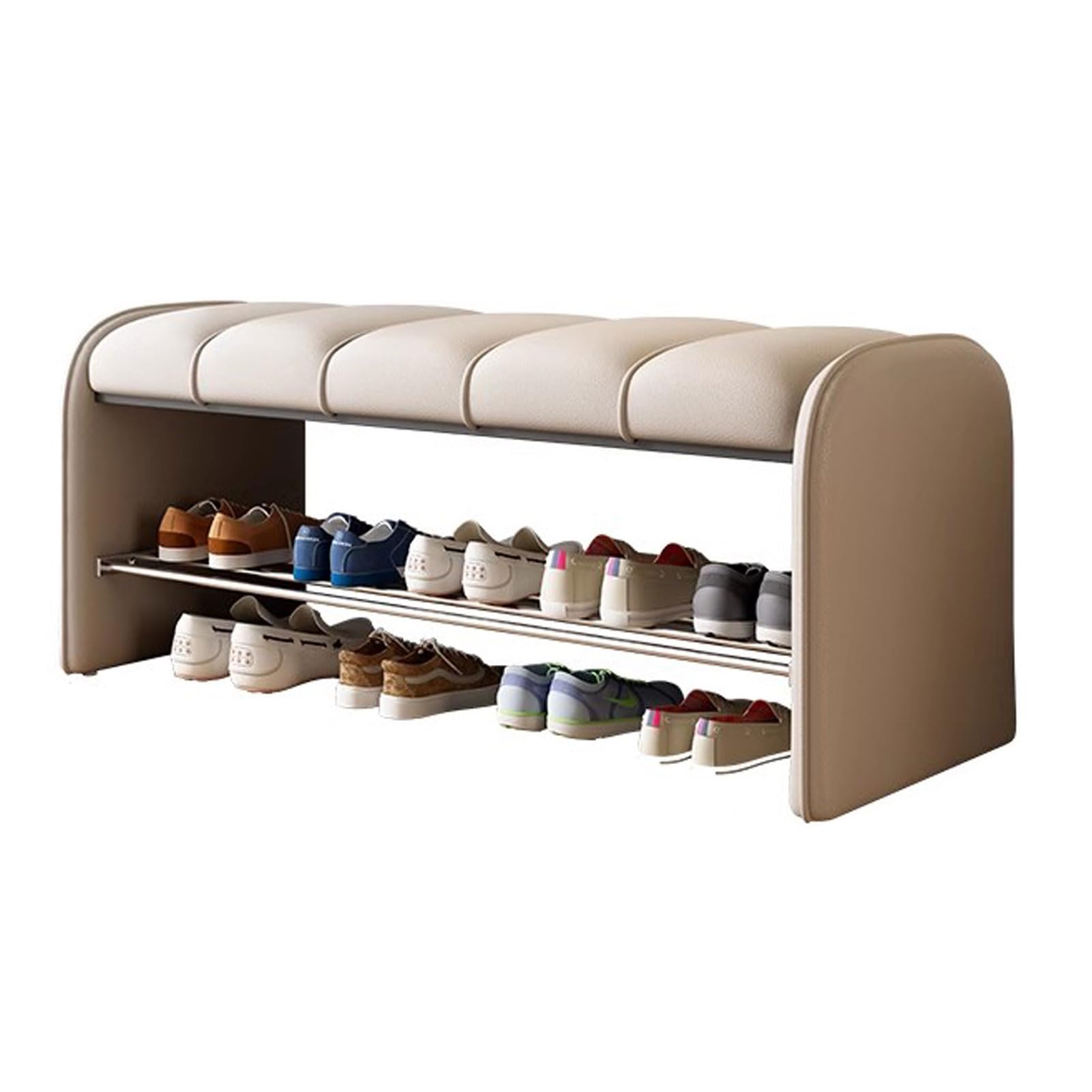 GYEQXKT SpaceSaving Shoe Bench with Cushioned Seat White 80cm Entryway Storage Organizer Stylish Shoe Rack for Hallway Living Room Corridor and Entrance