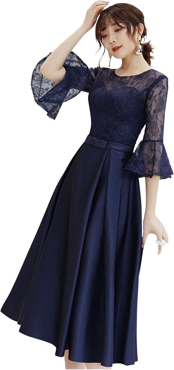 Amazon | [EightSTAR Dress] 結婚式ドレス ワンピース 袖あり 袖