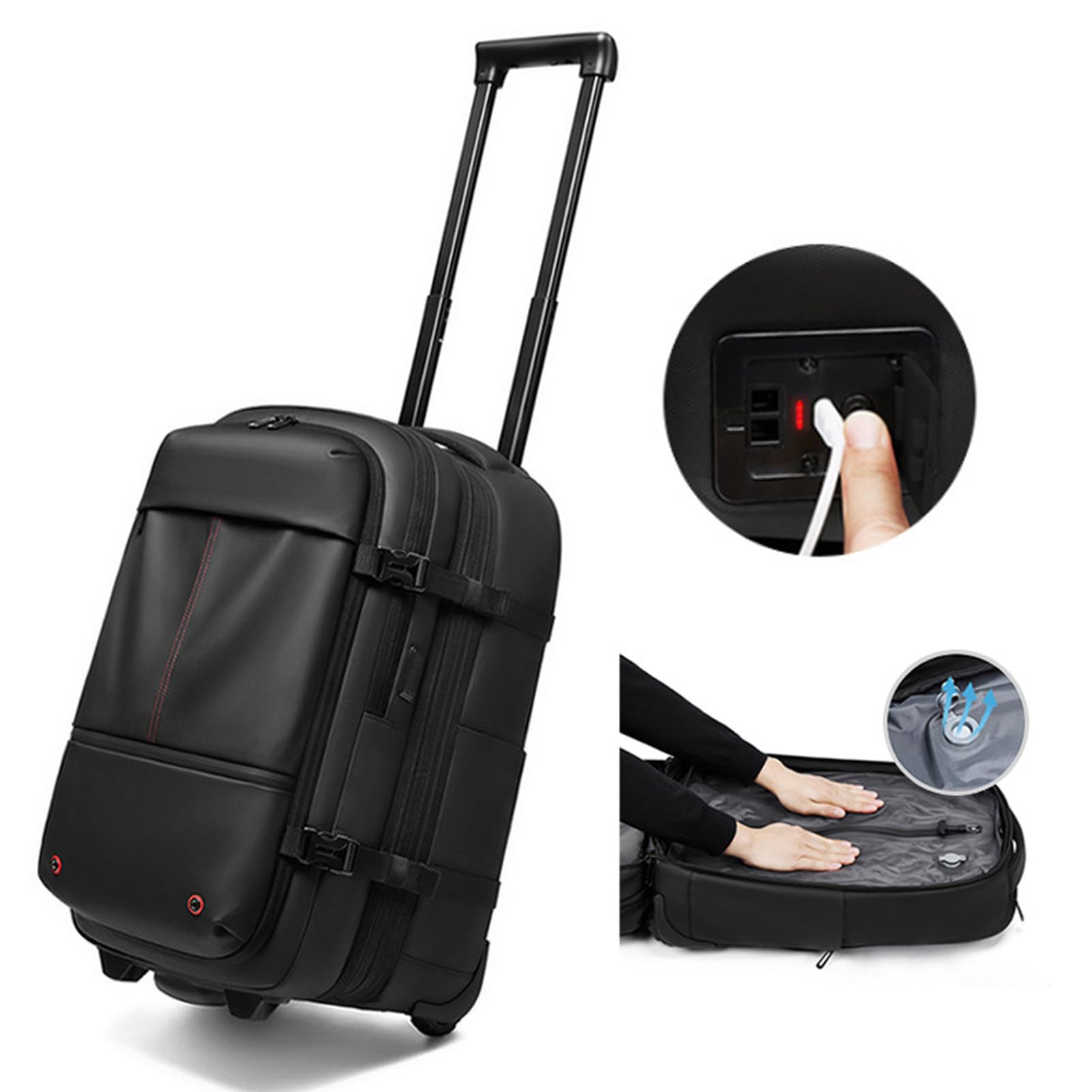 CHICIRIS Sac à Dos de Compression Sous Vide de 60 L, Système de Compression D'air Extensible, Sac de avec Port de Chargement USB de Type C pour Voyage, Camping, Randonnée,