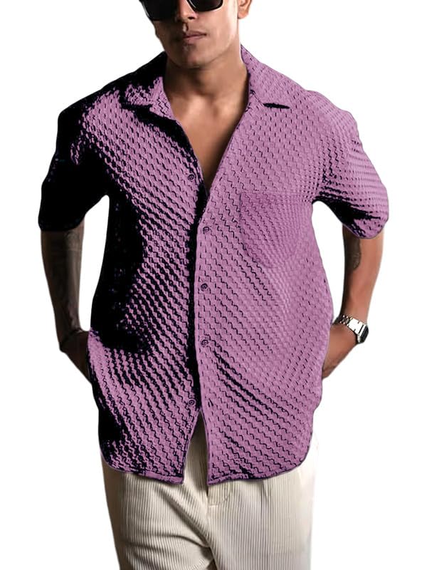 Pinkmint Bubble Textured Shirt for Men ll Half Sleeve Stylish But...