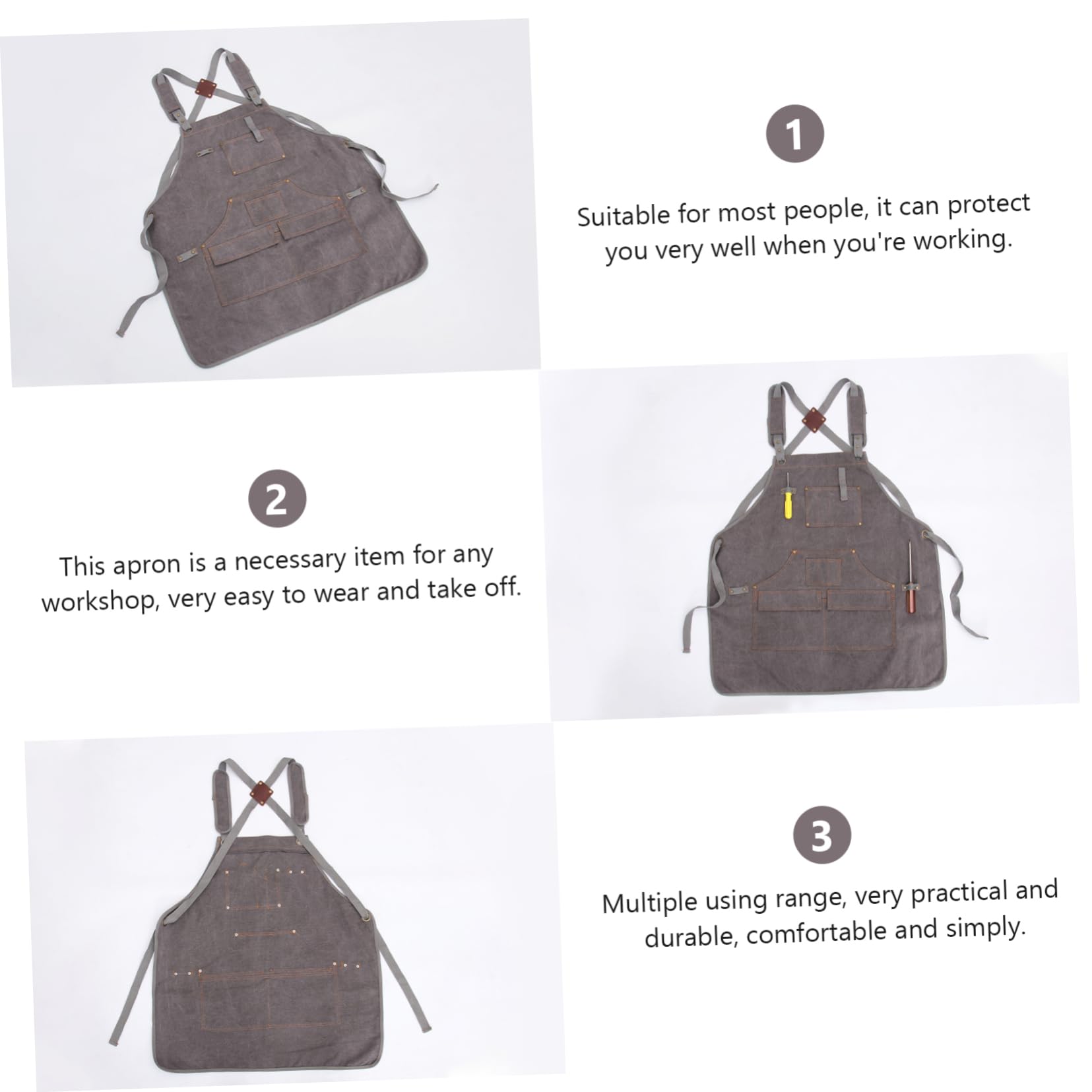 Holibanna Delantal Multibolsillos de Lona Gruesa Lavable para Taller