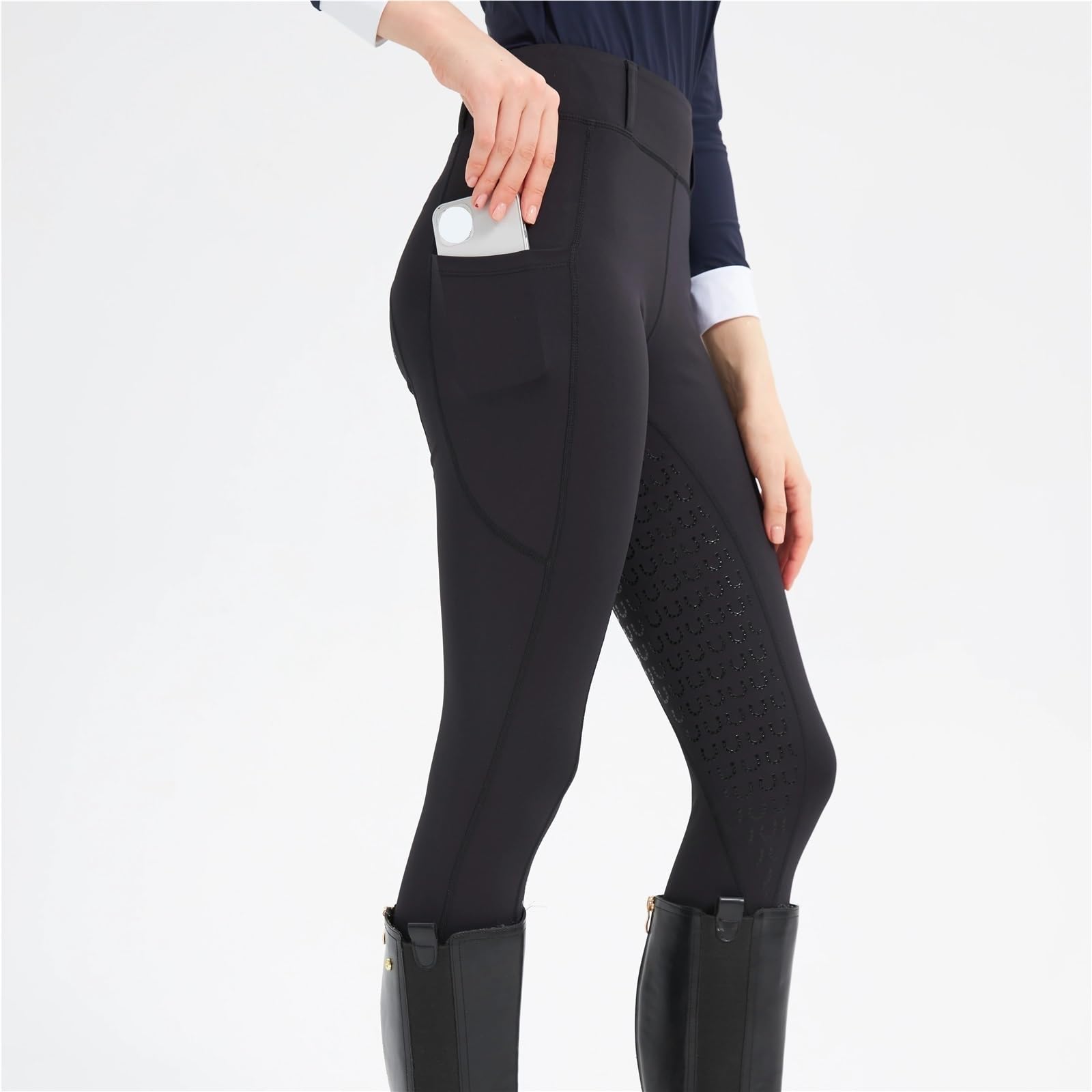 Pantalones De Equitación Pantalones de equitación Primavera y Verano for Mujer, Punto, Alta Elasticidad, Ajustados, Silicona, Transpirables Mallas De Equitación
