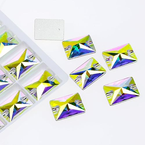 Miniatura 5 de DONGZHOU AB - Diamantes de imitación para coser con parte trasera plana con agujeros, rectángulo, piedras preciosas para disfraces, ropa, ropa,