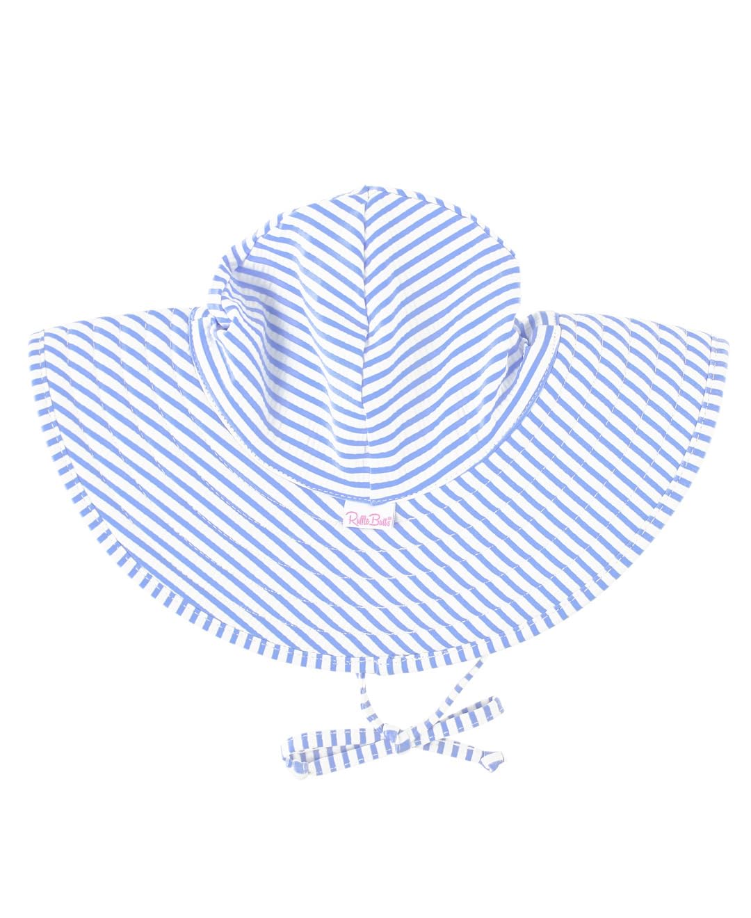 RuffleButts Baby Toddler Girls Periwinkle Blue Striped Seersucker Swim Hat - 3T-5 — image 1
