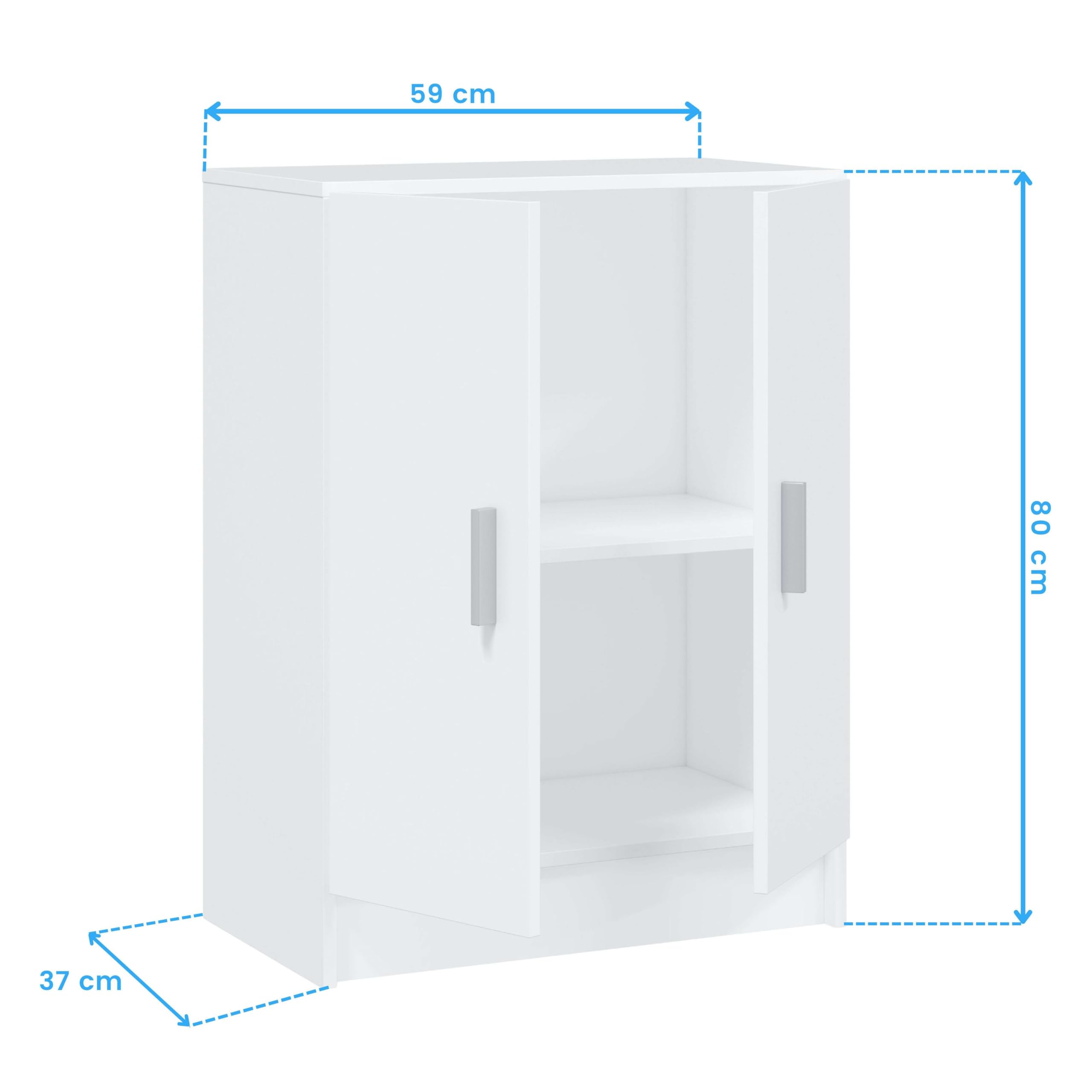 Miroytengo Armario Auxiliar Bajo Cocina Despensa Lavanderia Multiusos 2 Puertas Abatibles Color Blanco 59x80 cm