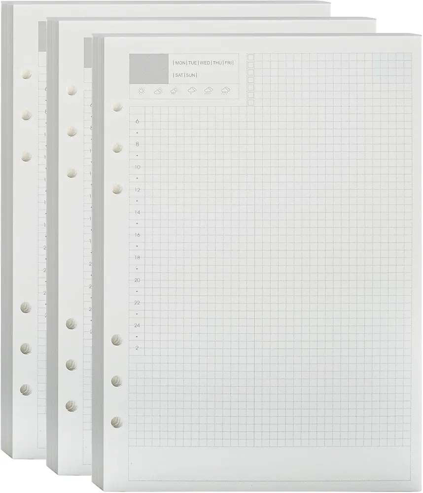 135 feuilles de recharge A5 quotidiennes avec 6 trous – Planner agenda pour journal notes organisation quotidienne