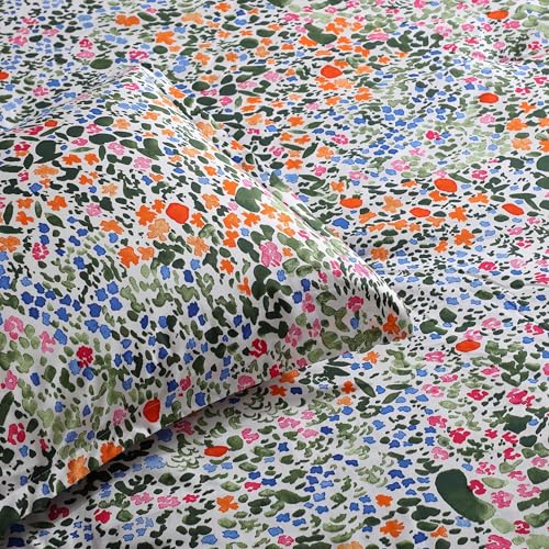Image of MARIMEKKO - Duvet Cover King Size, Naturally Soft & Smooth Cotton Percale Bedding w /a Lightweight Feel - 3 Piece Bed Set with Matching Pillowcases (Rantanitty Orange)