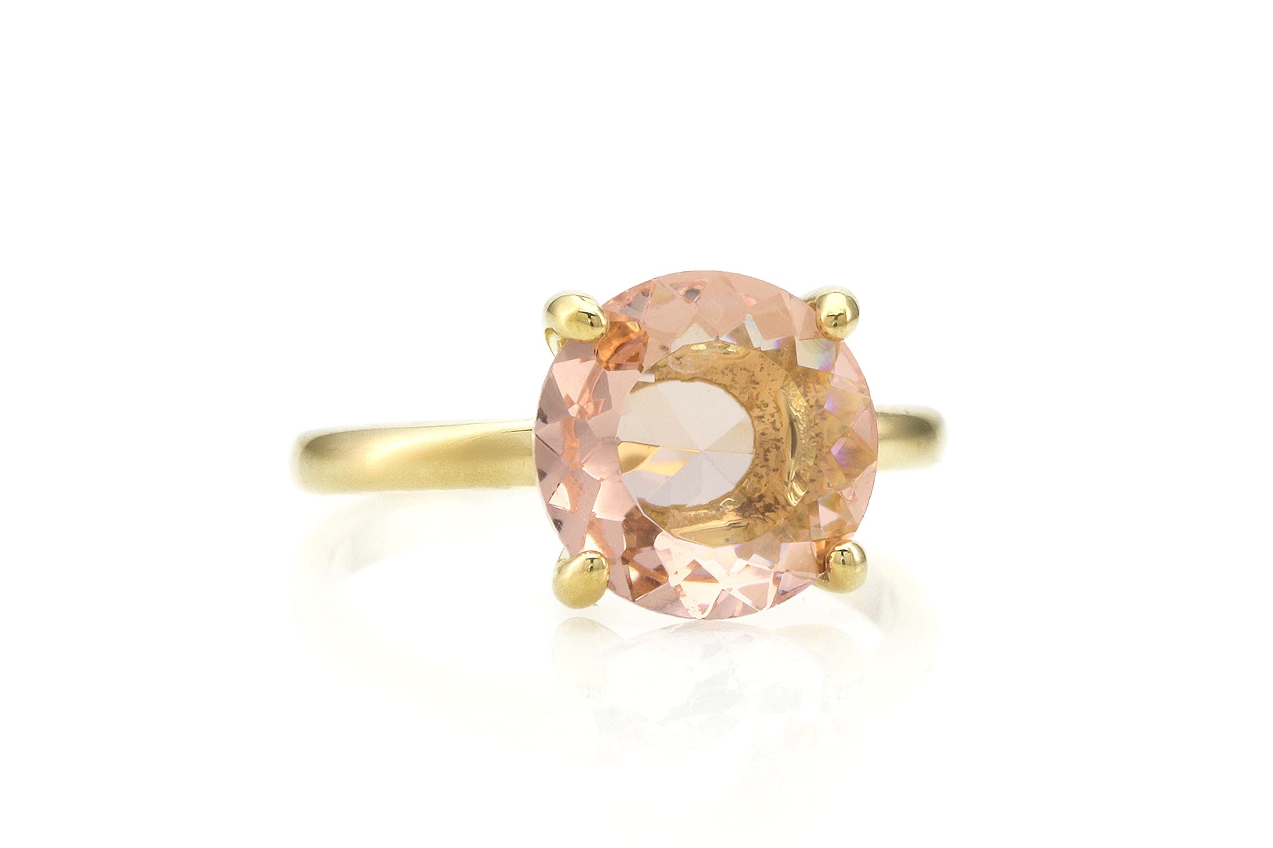 Round Crystal Morganite Ring - Erstaunliche Versprechen Ringe, Verlobungsringe für Frauen - Handgemachte Mode Gold Schmuck, Statement Schmuck, Geschenkschmuck für Damen