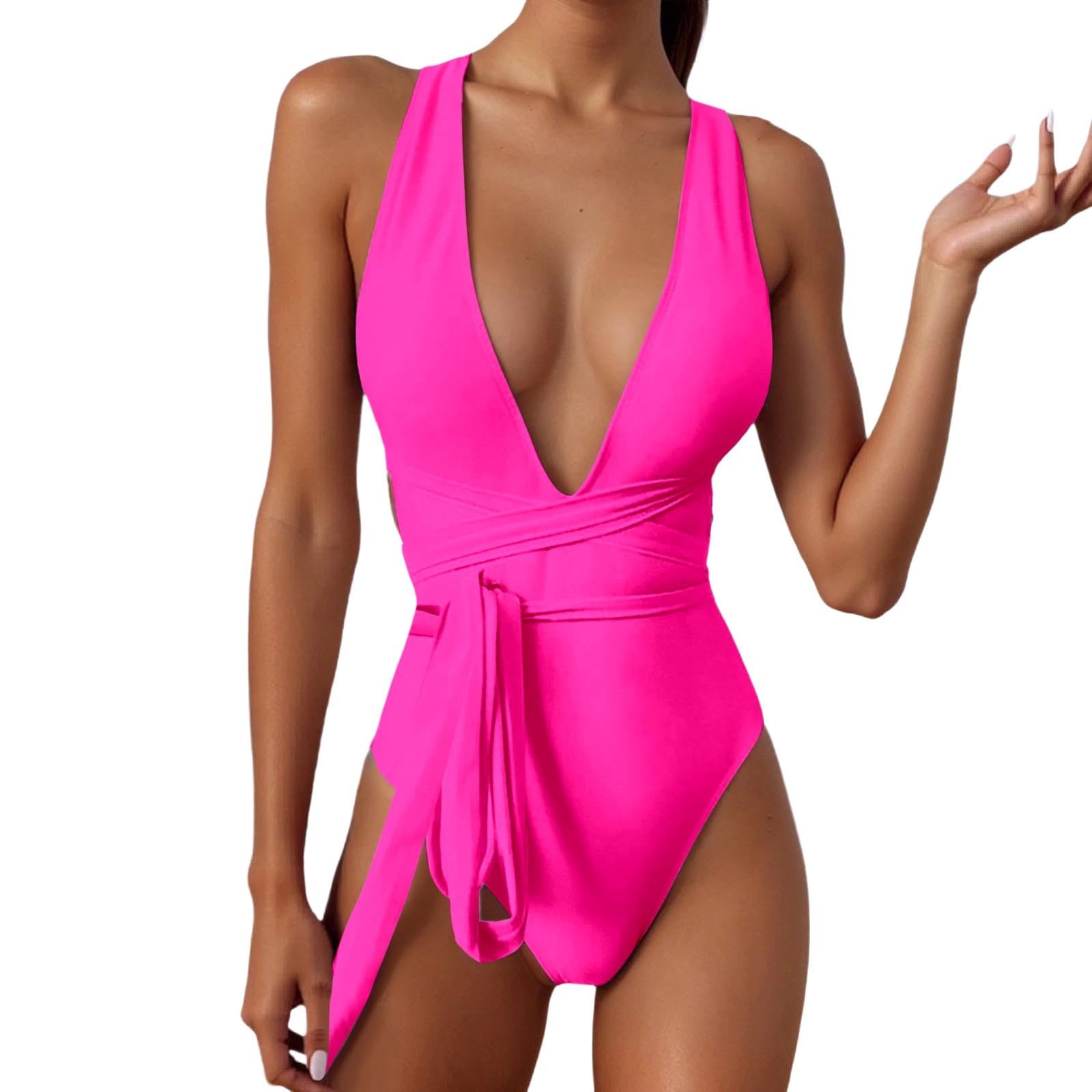 Bikini monokini de un solo hombro en color liso con corte irregular sexy 6