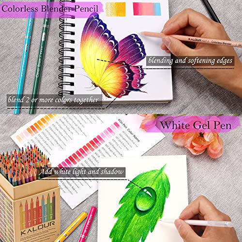 Image of KALOUR Premium Colored Pencils,Set of 120 Colors,Artists Soft Core with Vibrant Color,Ideal for Drawing Sketching Shading,Coloring Pencils for Adults Beginners