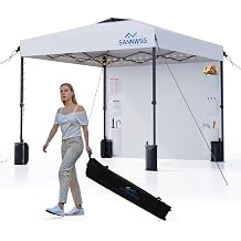 10X10 Pop Up Canopy Tent,Removable Pockets Sidewall for Extra Storage,Heavy Duty One Person Set Up Event Tent,Easy Up Canopy with One Push Button,White