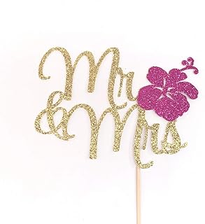 Atelier Elegance Mr and Mrs Cake Topper, Tropical Wedding Cake Topper, Hibiscus Wedding Cake Topper