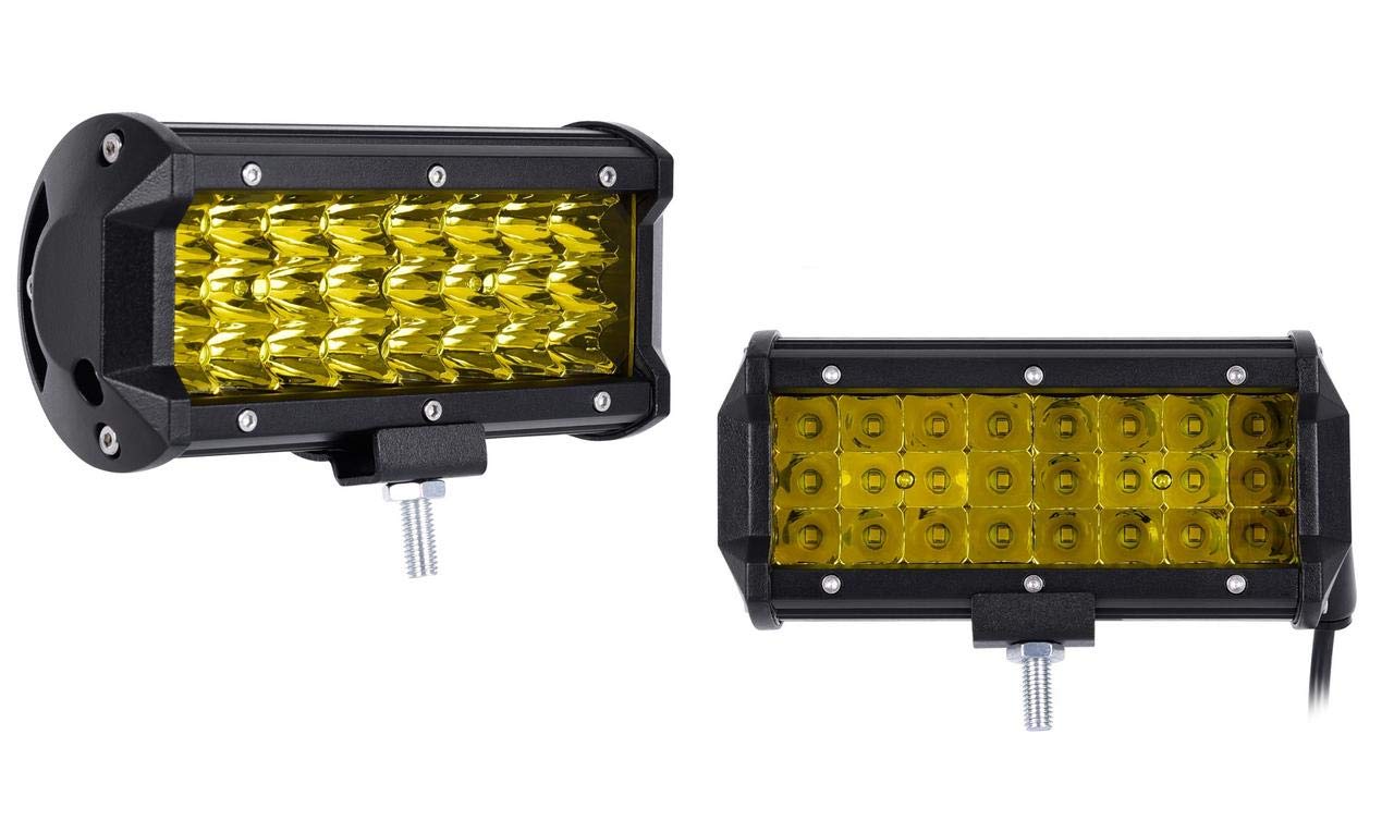 PRIKNIK Led Bar/Fog Light/Work Light Bar Yellow 24 LED 72 Watt 6.5 Inch(Approx) Spot Beam Off Road Driving Lamp 2 Pc UniV-ersal Fitting Bikes and Cars Tripple Row- Compatible with H-yundai A-ccent