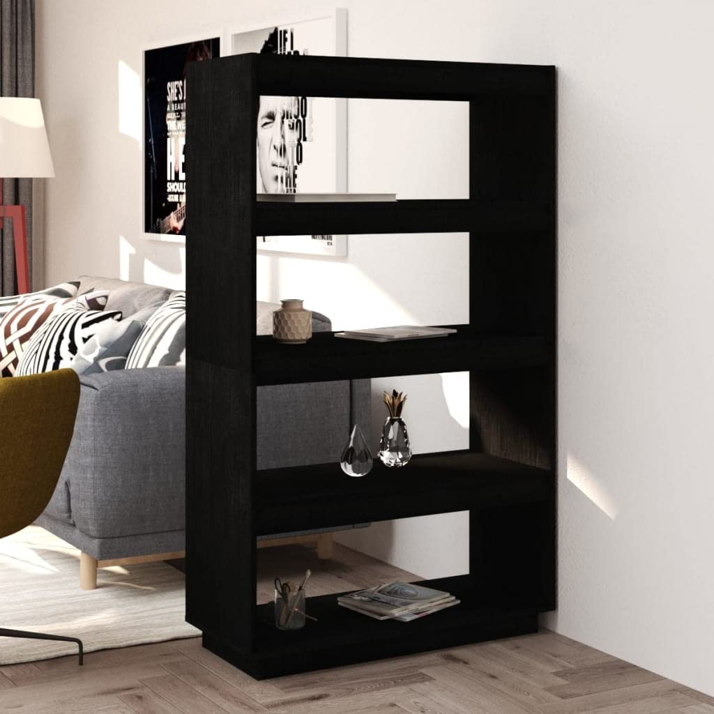 Schlankes Standregal aus massivem Kiefernholz, Bücherregal Raumteiler 135 cm, 80x35x135 cm, dekorativ und praktisch für Bücher, DVDs und Wohnaccessoires