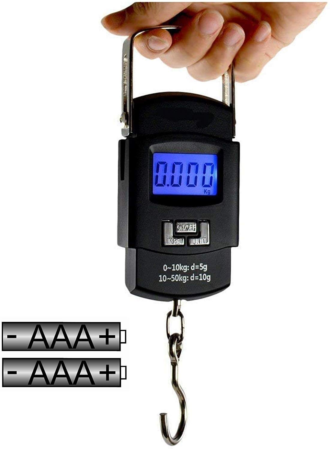 Multipurpose Electronic Balance Portable Hook Weighing Machine Digital Hanging Luggage Fishing Hook Scale Manual Weight 110 lb/50 Kg Backlite LCD Display Screen-image-46