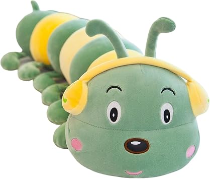 Colourful Plush Caterpillar Toy, Caterpillar Doll Stuffed Animated, Cute Plush Hugging Pillow, Soft Caterpillars Long Strip Sleeping Pillow Doll Toy, Cushion Plush Dolls Gifts for Kids Green,140cm