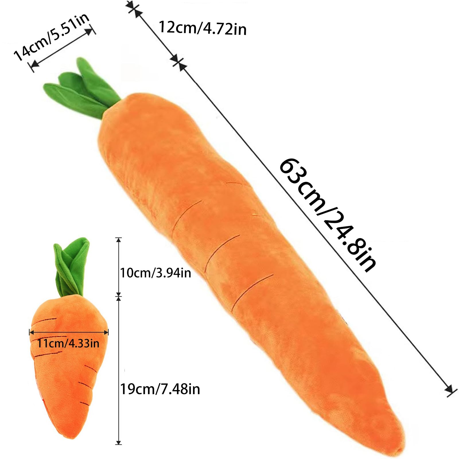 Generico Dog Toy - Carota gigante calmante per cani, carote ripiene giganti, giocattolo per animali domestici, robusto peluche multi-cigolii, per cani di taglia piccola, media e grande