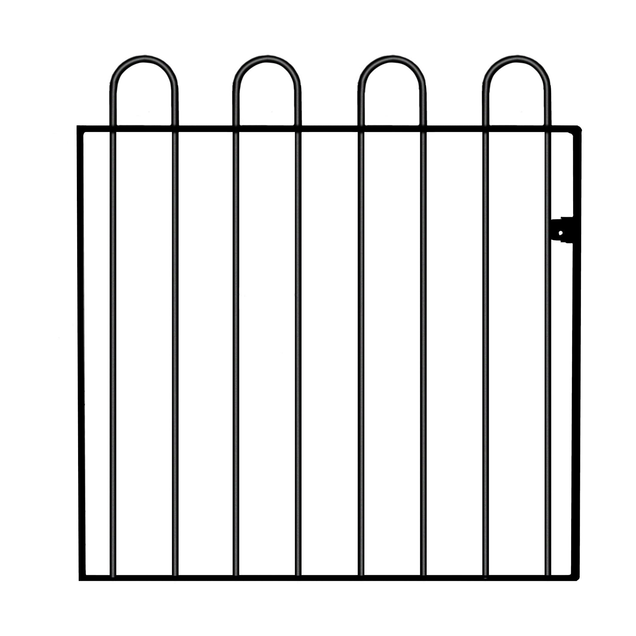 Court Hoop Top Metal Garden Gate 1000mm Gap x 950mm High Galvanised Wrought Iron Style Swing Gate CRZP05