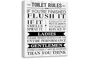 Kas Home Farmhouse Bathroom Canvas Wall Art Picture - Rustic Funny Toilet...