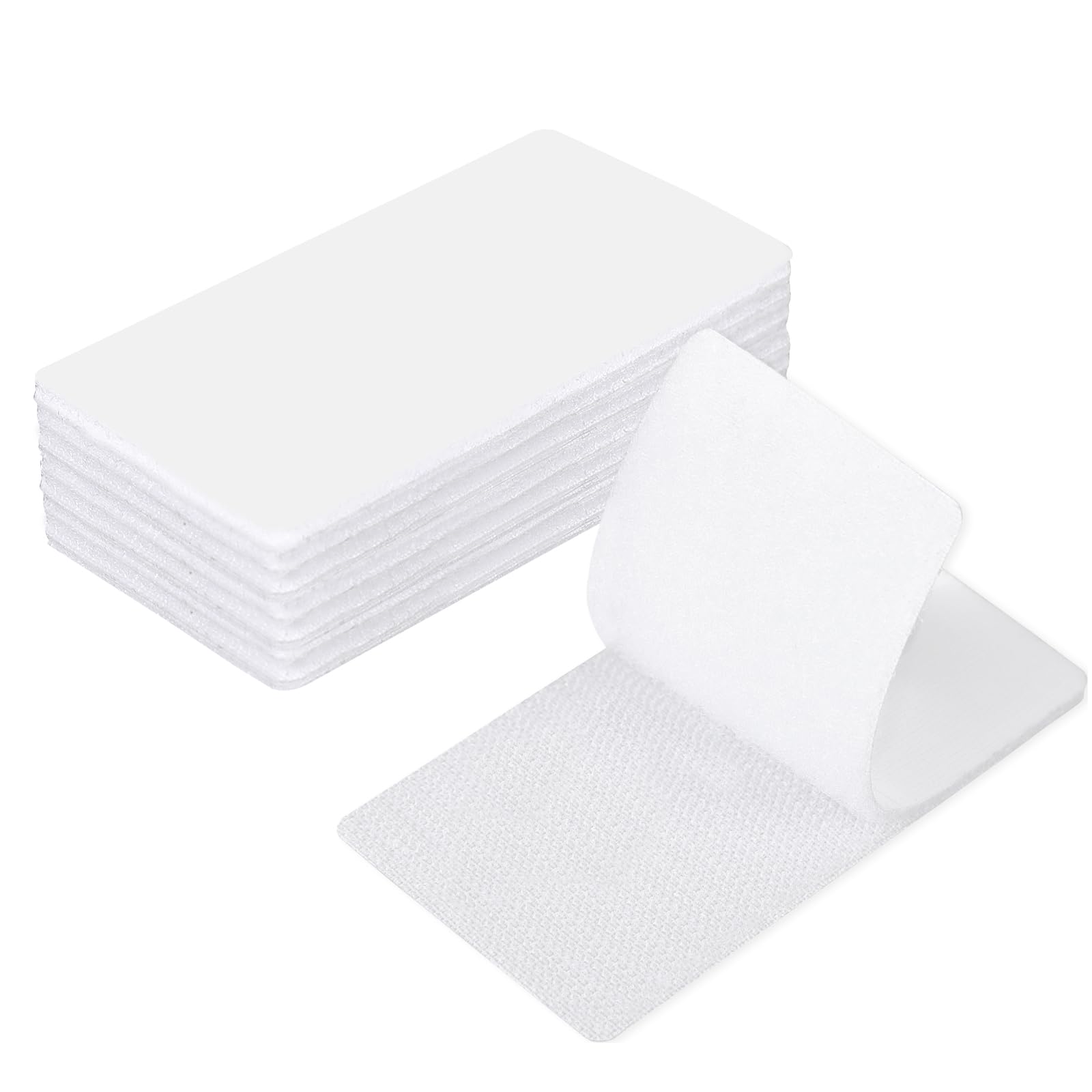 GDSZ LAERSI 20 Sets Double Sided Tape Heavy Duty White Hook and Loop Tape, 2x4Inch Adhesive Strips – Secure Mounting for Rug Poster Artwork Mirror Hanging Couch Cushion Wall, Indoor & Outdoor Use