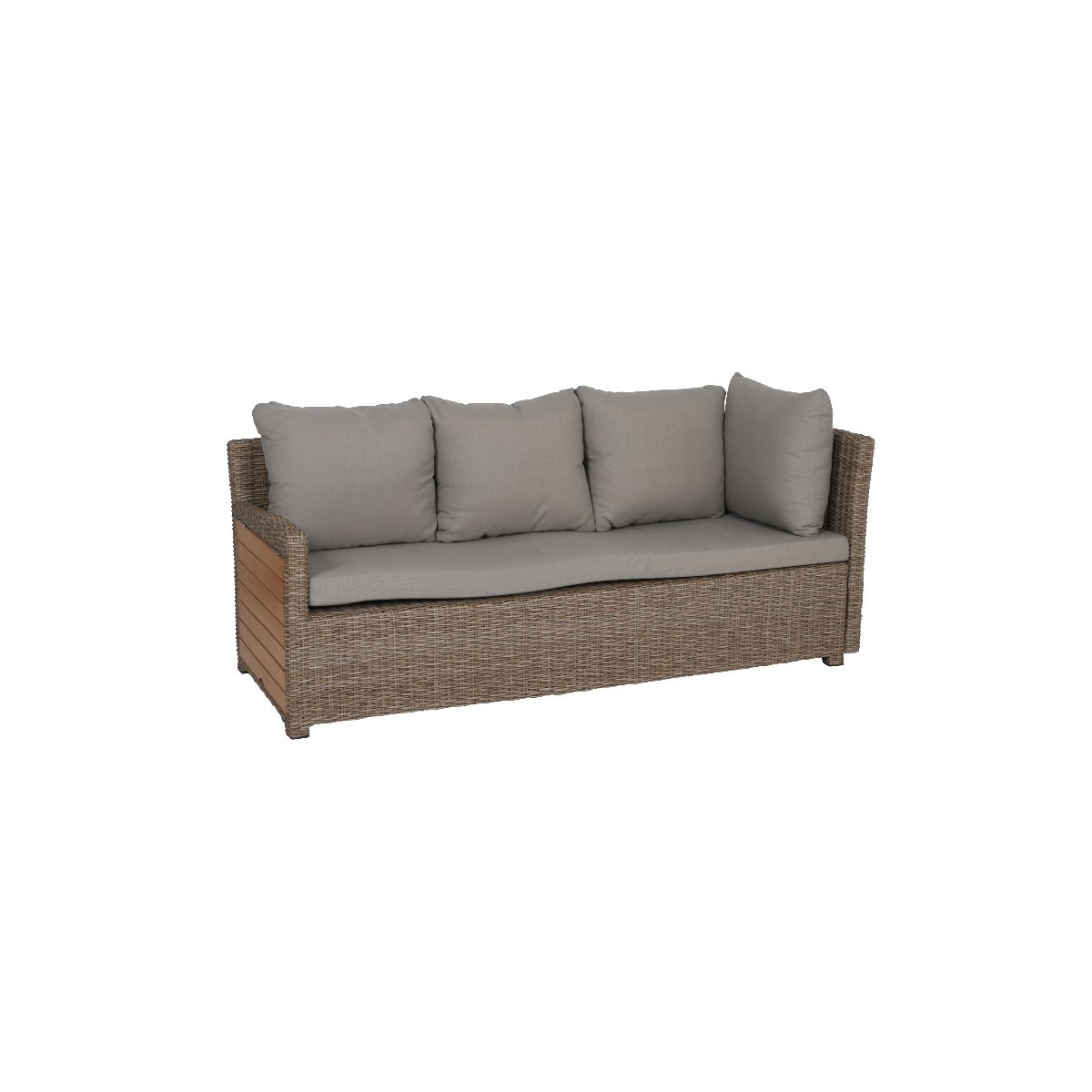 greemotion Salon de Jardin Terrasse Verona en Résine Tressée et Bois d’Acacia 100% FSC, Canapé d’Angle Gris 7 Places, Ensemble de Jardin Modulable avec 1 Table de Jardin, 1 Tabouret et 2 Canapés
