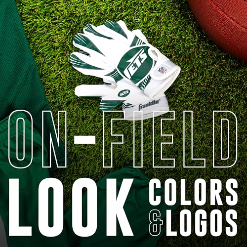 Image of Franklin Sports Youth NFL Football Receiver Gloves - Kids Football Gloves Pair - NFL Team Logos and Silicone Palm