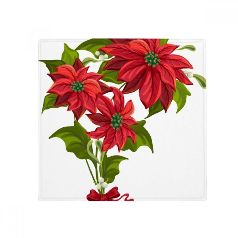 Tapis pet mat poinsettia rouge antidérapant 80x80cm de sol pour entrée cuisine et maison