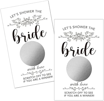 Haizct 50 Pack Bride with Love Silver Scratch Off Cards