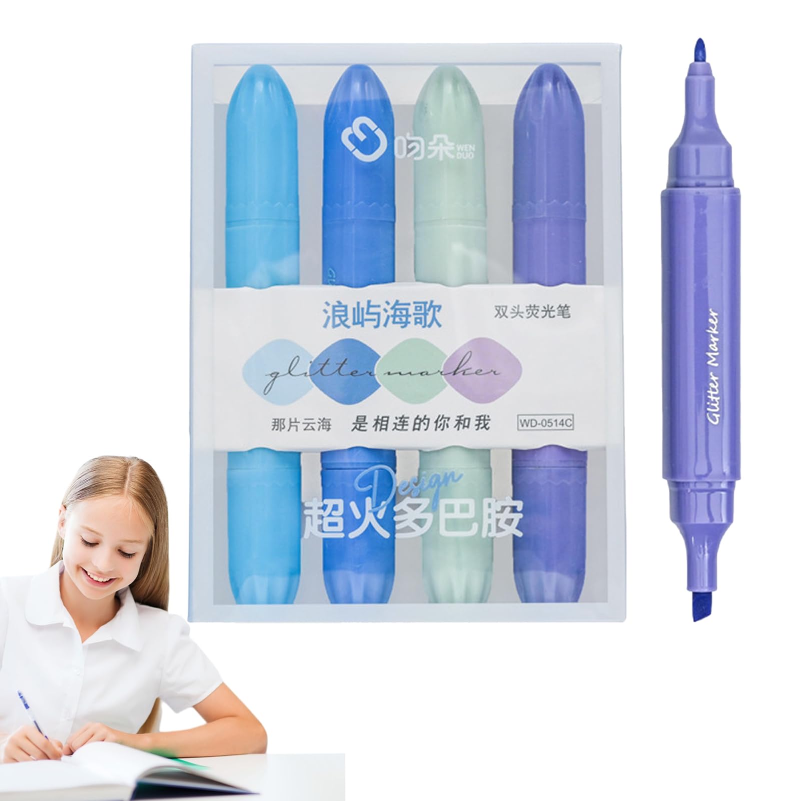 Bunte Textmarker,4 Stück Textmarker mit doppeltem Ende | Textmarker-Stift, ästhetische Textmarker, Textmarker-Set, Dicke Textmarker zum Organisieren und Ausmalen