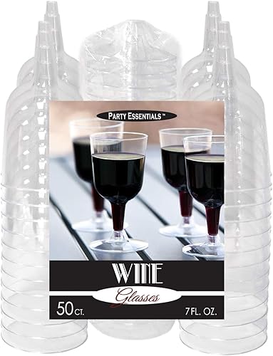 Miniatura 13 de Party Essentials Copas de vino desechables de plástico duro de dos piezas, 100 unidades, 5.5 onzas, transparente