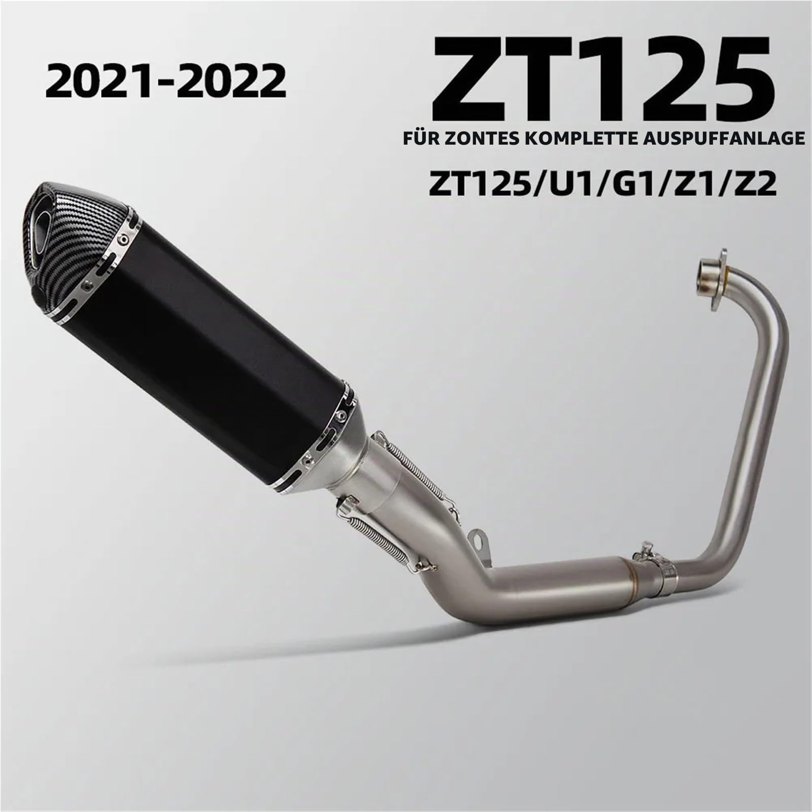 Motorrad-Auspuff Universal Slip on Für Zontes ZT125 ZT 125 U1 G1 Z1 Z2 2021-2025 Volle System Verteiler Verbinden Hexagonal Schalldämpfer Mit DB Killer Motorrad-Auspuff Slip On(D Full BK)