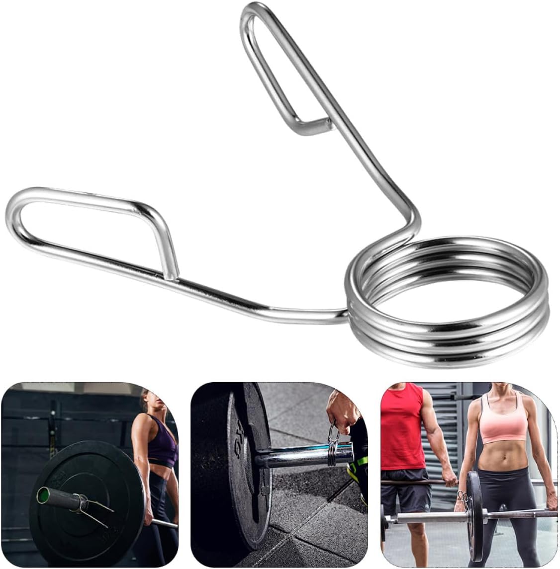 ABOOFAN 4 Pcs Stainless Steel Barbell Collars Quick-Release Spring Clamps Weightlifting Clips Barbell Clamps for Gym Strength Training Equipment