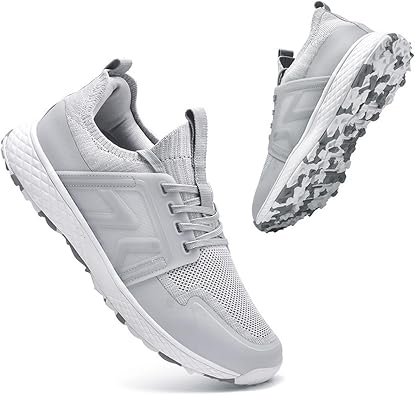 Mens Golf Shoes Professional Breathable Lace Up with Arch Support Golf Shoes Waterproof Casual Anti Slip Spikeless Golf Footwears