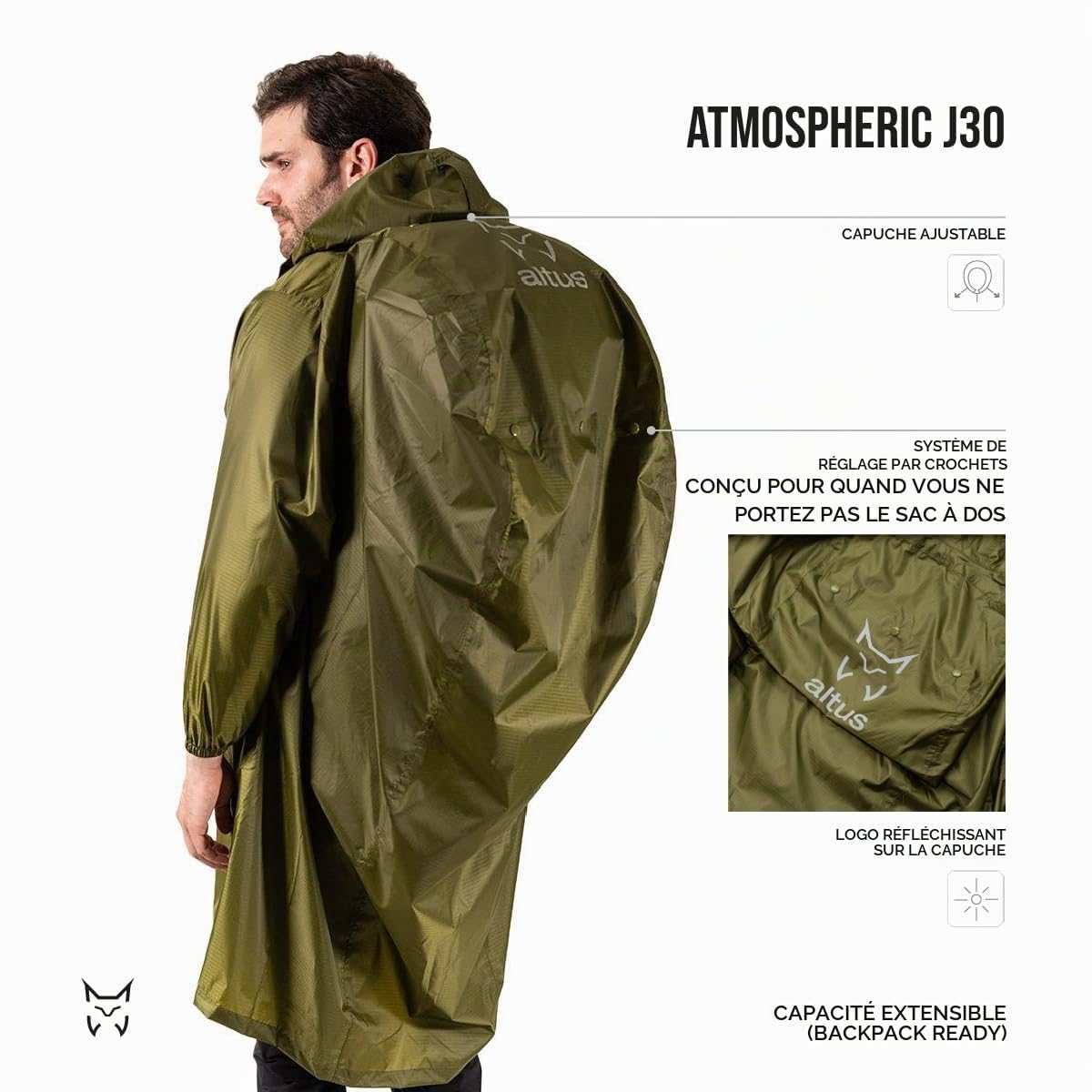 ALTUS Atmospheric J30 Poncho de pluie imperméable pour sac à dos