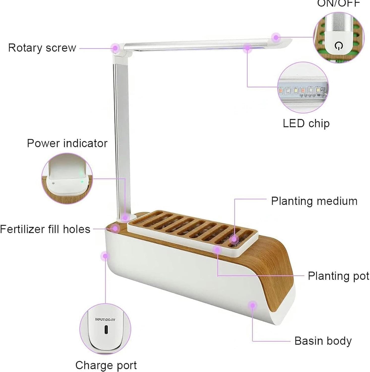 Hydroponic Systems, Interior Plants Cultivation Lights, Without Seasonal Restrictions, Adjustable Height, Interior Gardening Kit, Suitable for Seedlings/Seeds/Succulents