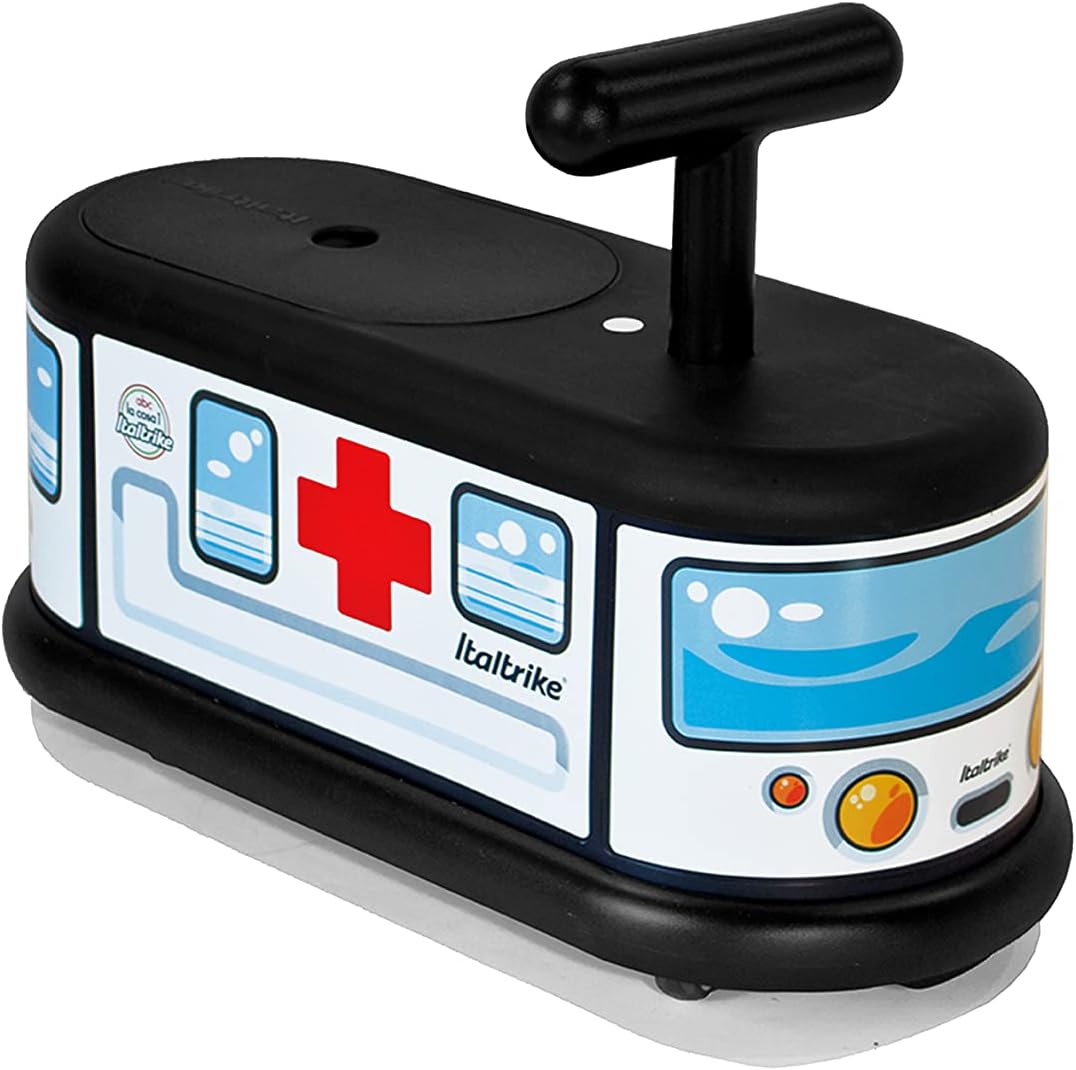 La Cosa Ride On Toy for Toddlers & Kids, Indoor & Outdoor Use, Safe Design, Sturdy 360-Degree Child-Safe Wheels, Features Storage Compartment, 1-6 Years, Made in Italy (Ambulance)