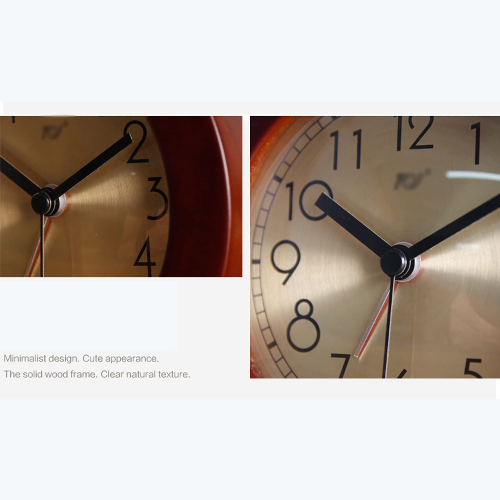 Budzik Drewniany budzik, cichy, nietykający mały zegar z lampką nocną