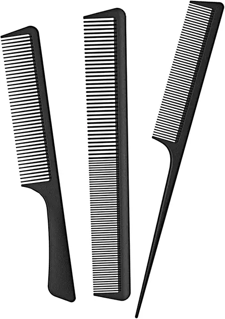 Ensemble de Peignes à Cheveux 3 Pièces Antistatique Résistant à la Chaleur - Noir
