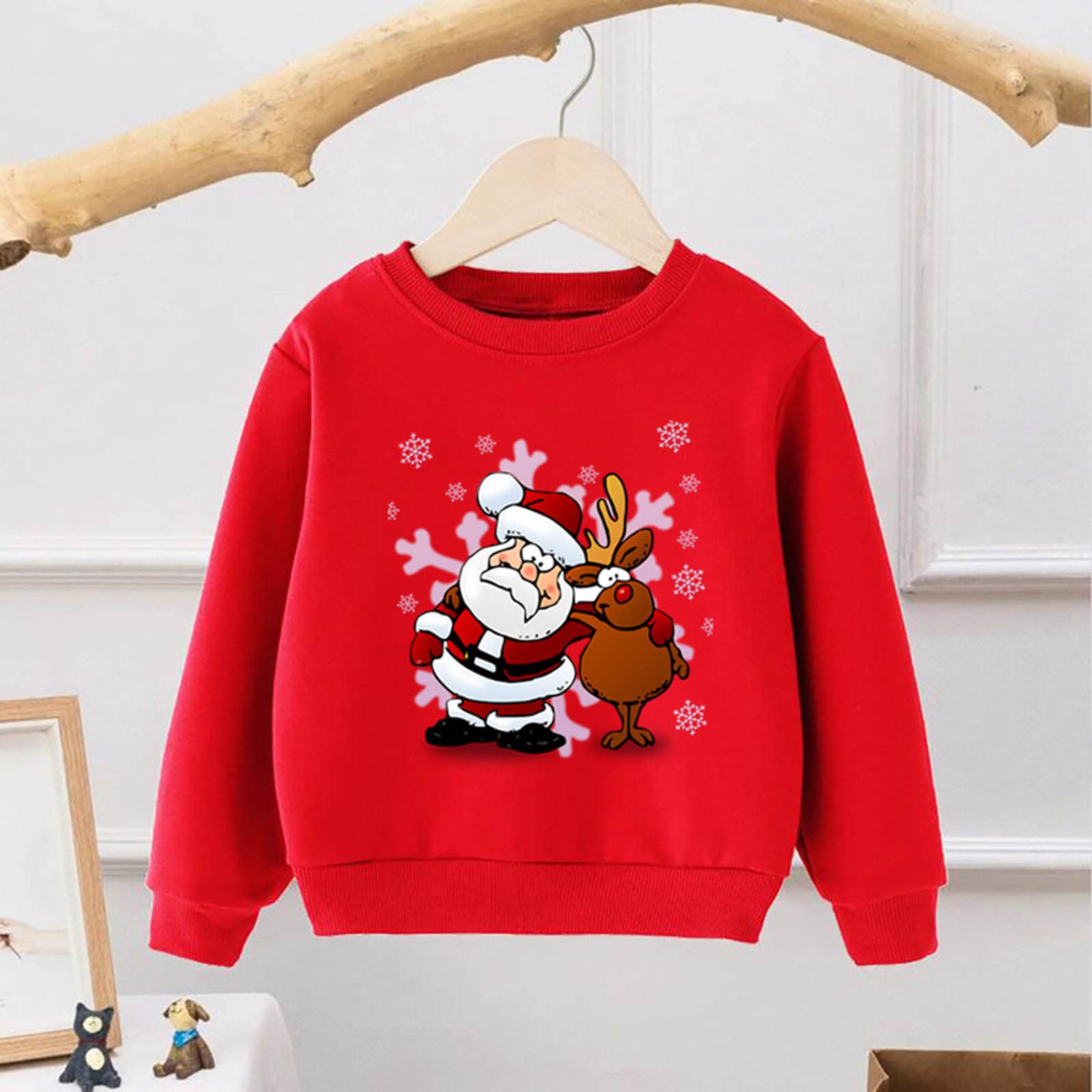 Noël enfant bébé garçon fille lettre manches longues dessin animé sweat-shirt top tenue de Noël