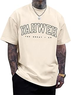 Christian Jesus Shirts for Men Religious God Yahweh Faith Shirt Bible Verse Vintage Oversized
