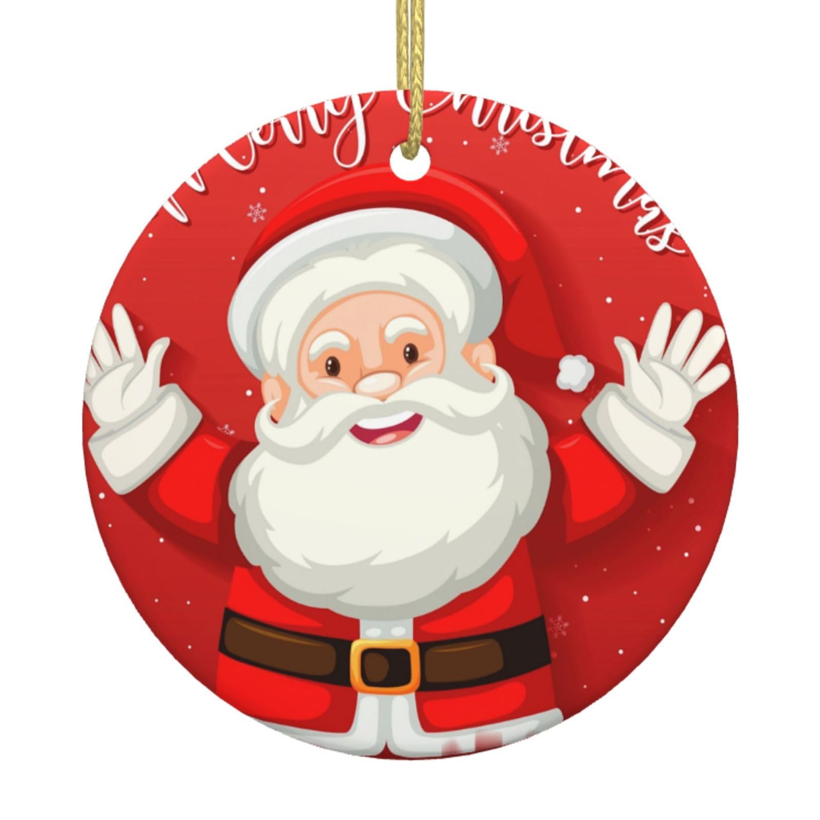 Merry Christmas. Print Christmas Ornaments, Ceramic Hanging Ornament, Round Shape Decorations